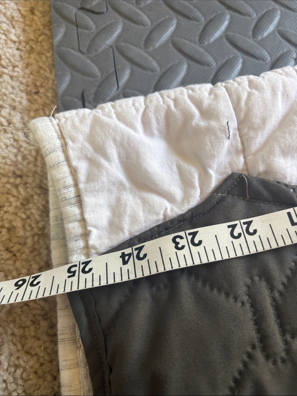 Upcycled Quilted Two-Tone Pullover Hoodie in White and Olive - Picture 6 of 7